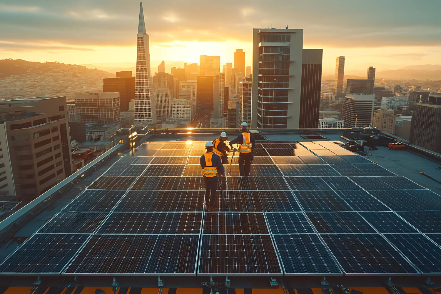 Solar power construction in Dubai featuring modern solar panel installation and sustainable energy infrastructure.